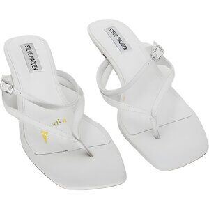 Steve Madden Jessa white leather thong kitten heel sandals Women US 9.5M